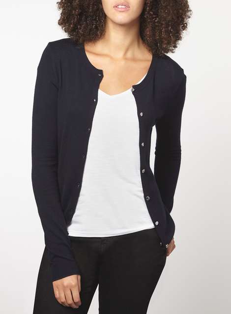**Tall Navy Silver Button Cardigan